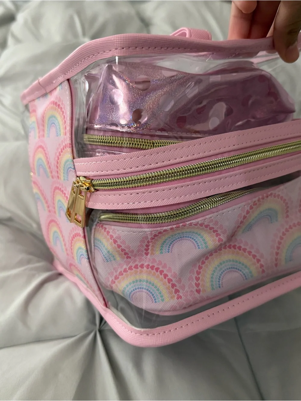 Clear Pink Kids Tote Bag with Pink Trim